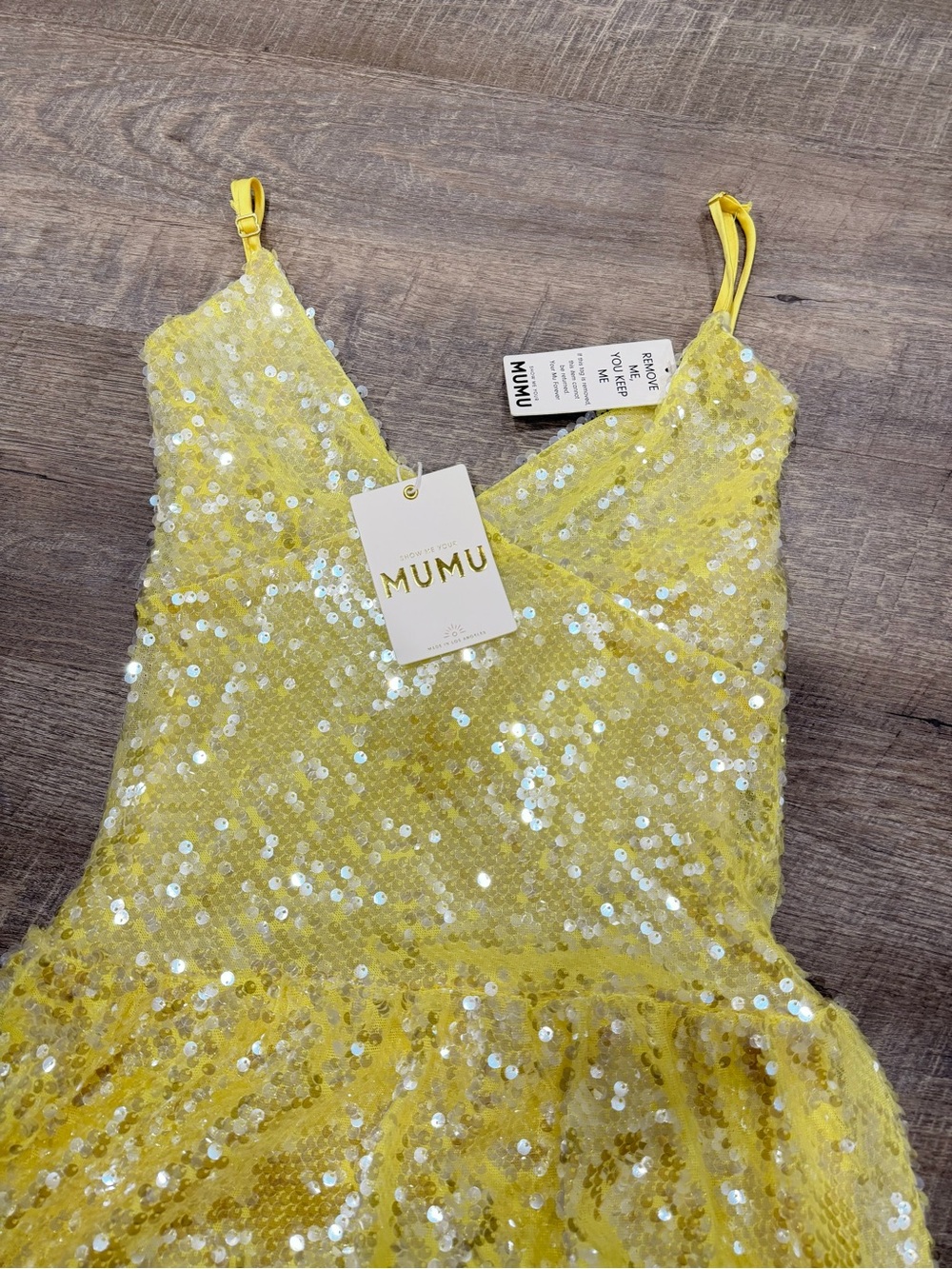 Show Me Your Mumu Gwen Maxi Dress Yellow Sequin Mermaid Gown Size M NWT Wedding - Picture 6 of 8